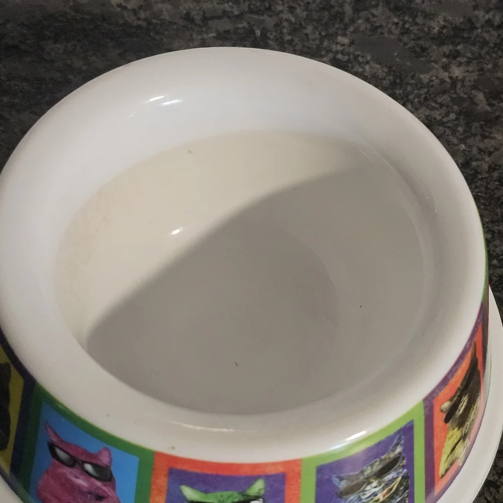 Vtg 9 Lives Morris The Cat Food Bowl Andy Warhol Look To It Plastic HTF Colorful